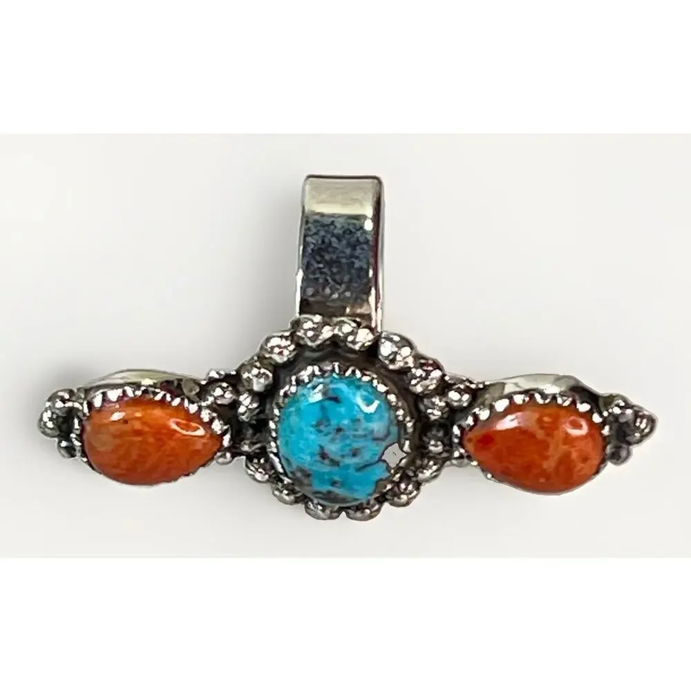 Sterling Silver Spiny Oyster Kingman Turquoise Cluster Statement Ring Adjust Sz